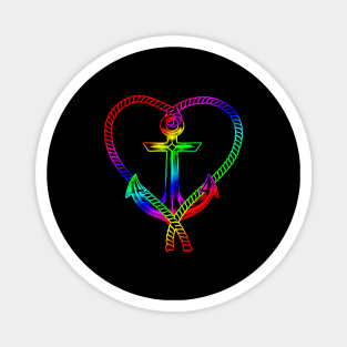 'Rainbow Heart With Anchor' Awesome LGBTQ Pride Day Gift Magnet